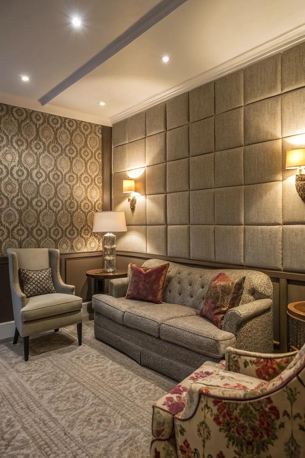 Tactile weave panels introduce coziness and refinement.