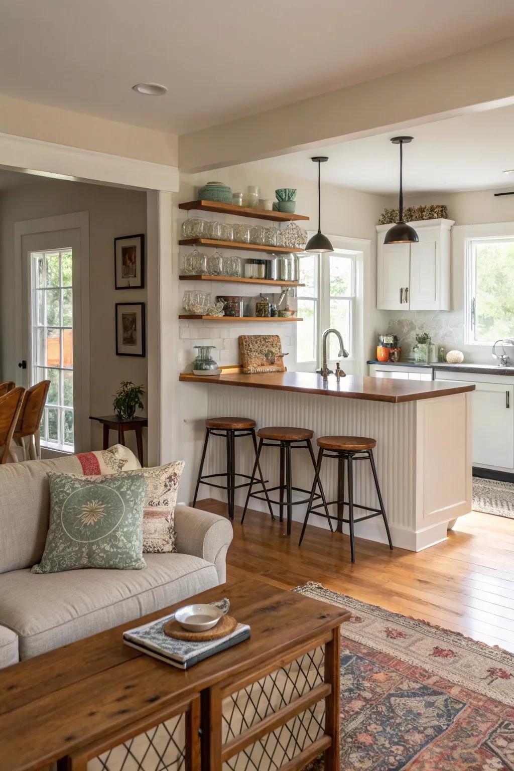A multi-purpose central cooking spot improves utility and style.