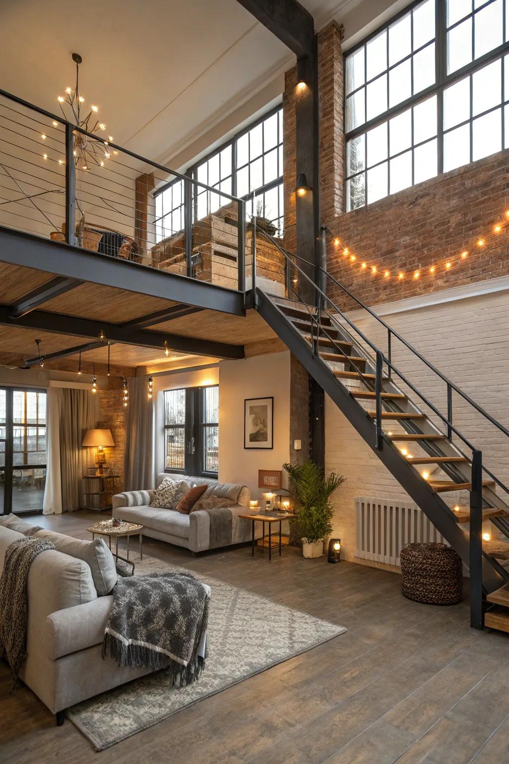 Raised platforms introduce useful space and character to lofts.
