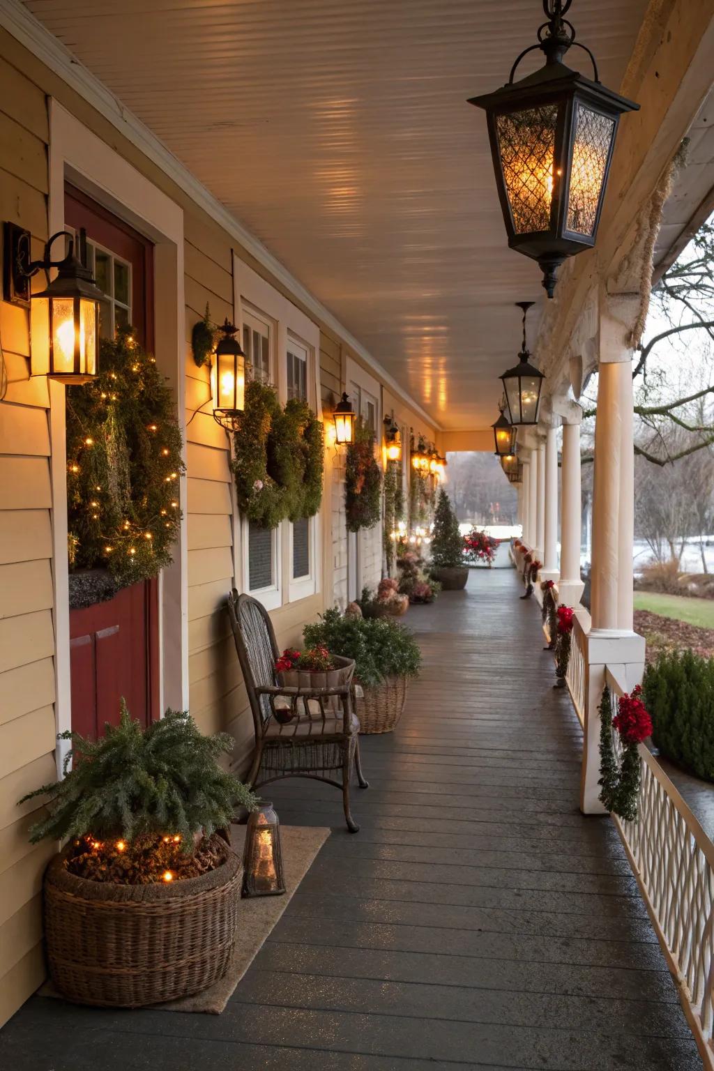 Ornamental details impart personal charm to a wide porch.