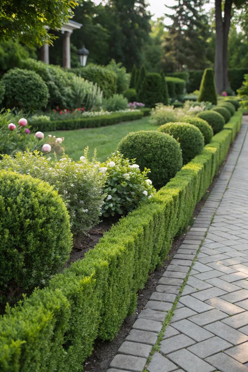 Shrubby box delivers an organized, perennial presence.