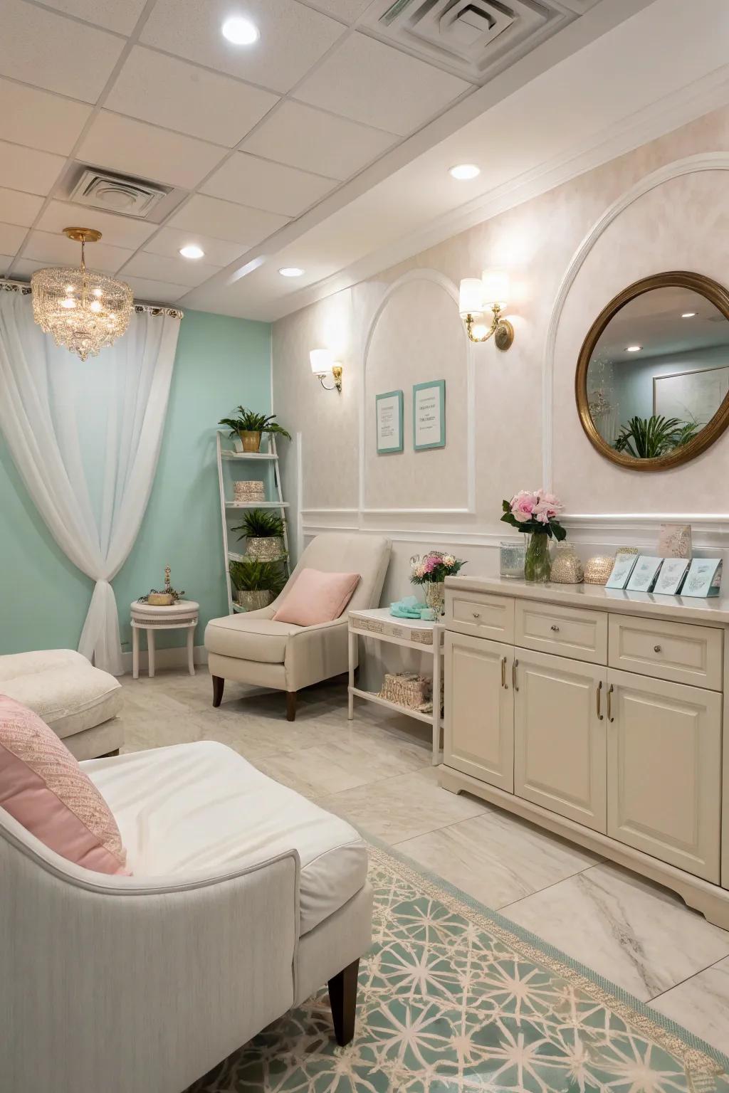 Soft, calming colors promote a peaceful setting.