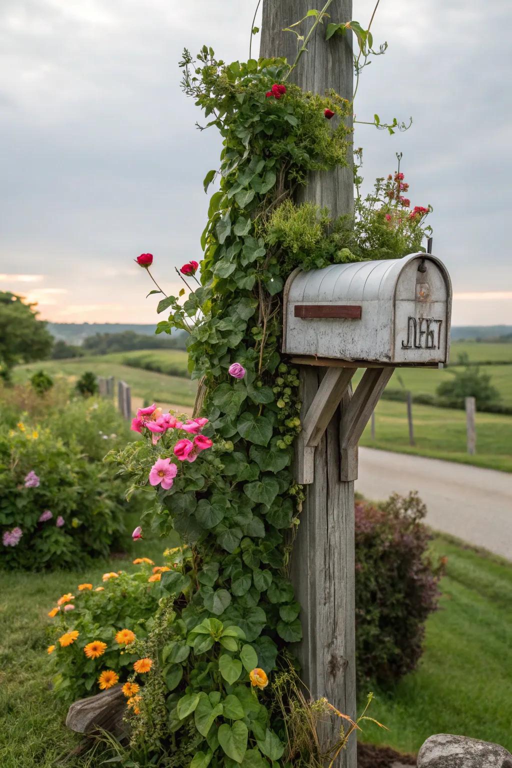 Climbing vines contribute an enchanting element to your mailbox's surroundings.