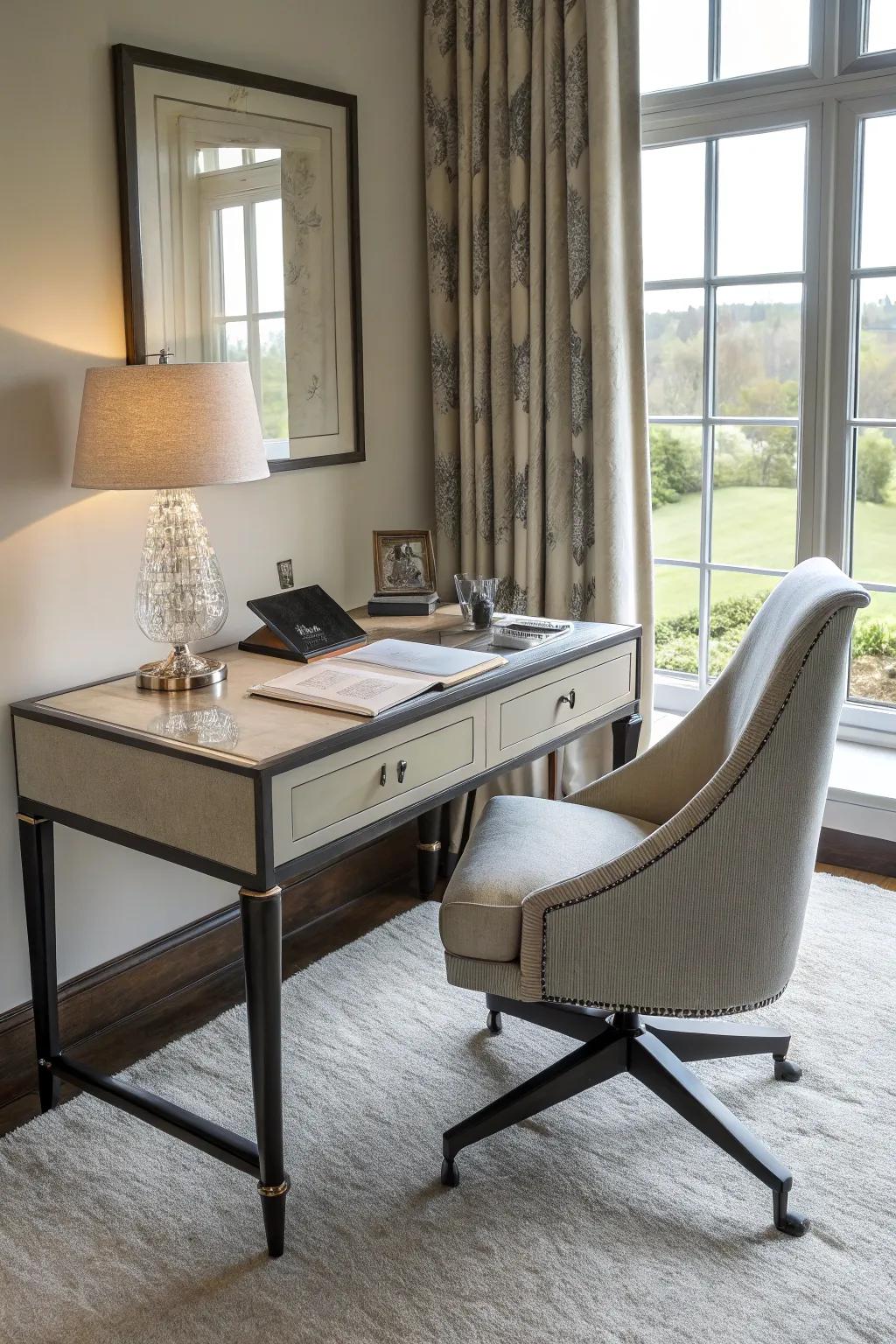 A thoughtfully arranged workstation combines practicality with style.
