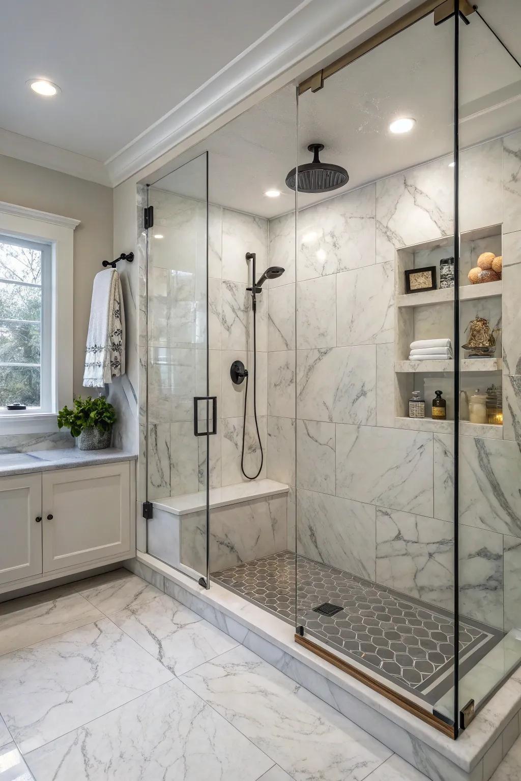 Sophisticated tiles can elevate the complete aesthetic of your shower.