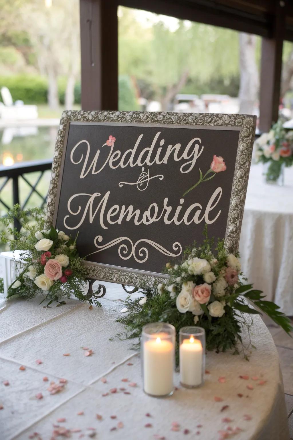 An emotional sign communicates the table's purpose.