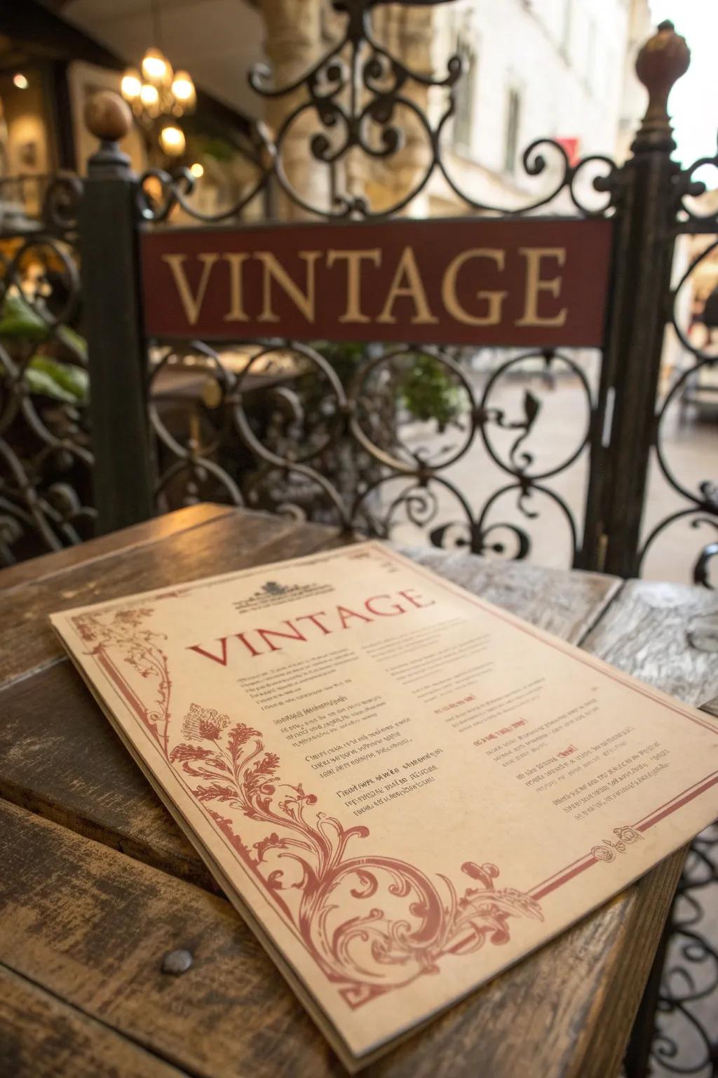 Vintage details infuse a charming nostalgia into your menu.