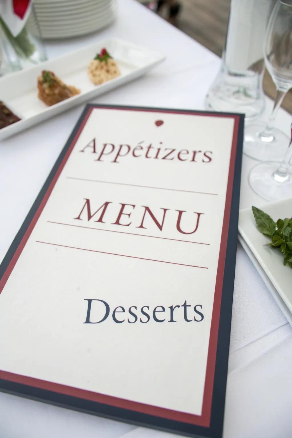 Lettering can transform a menu into an accessible masterpiece.