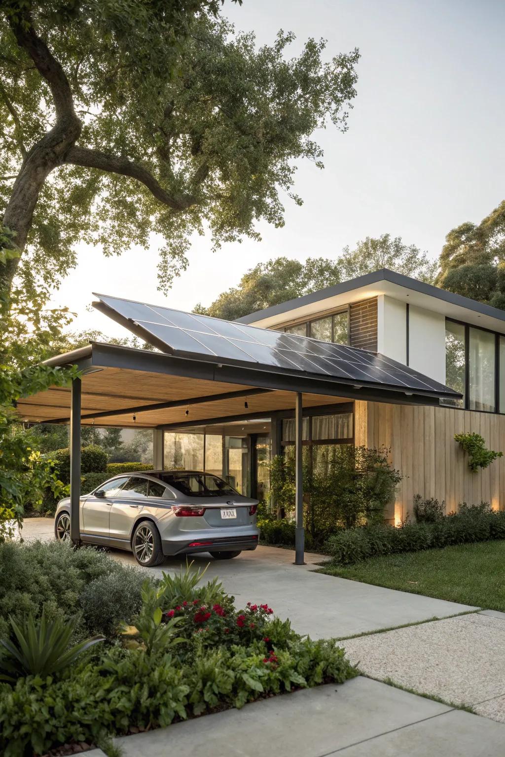 A solar carport combines vehicle protection with renewable energy generation in an intelligent design.