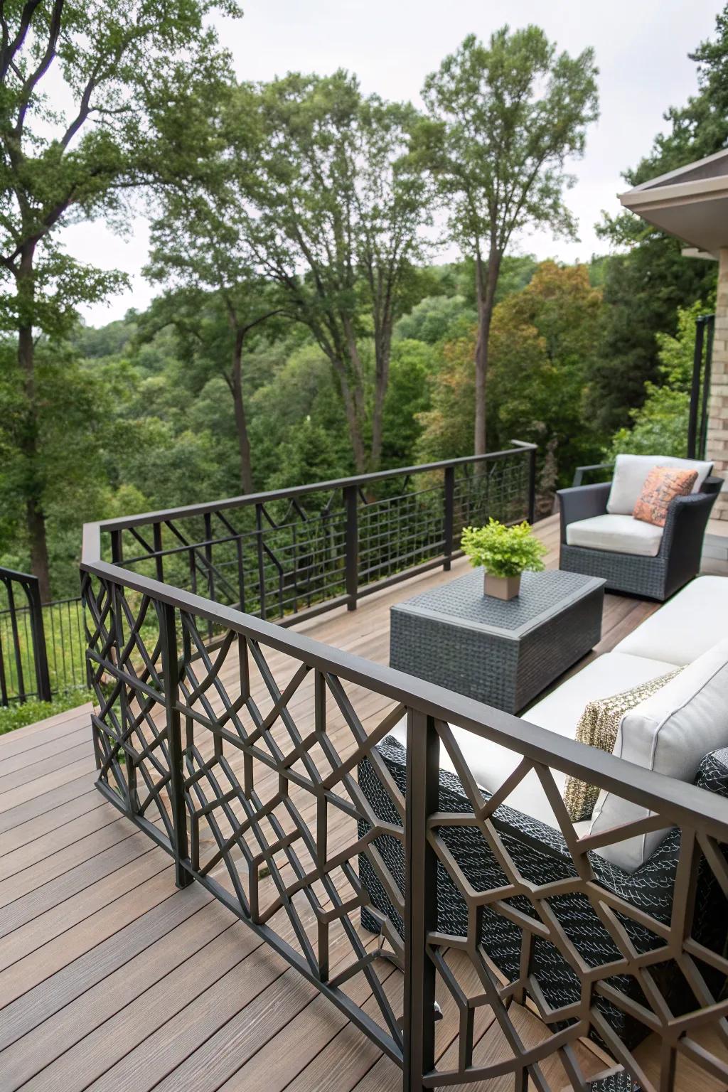 Patterned designs add an artistic touch to your deck.