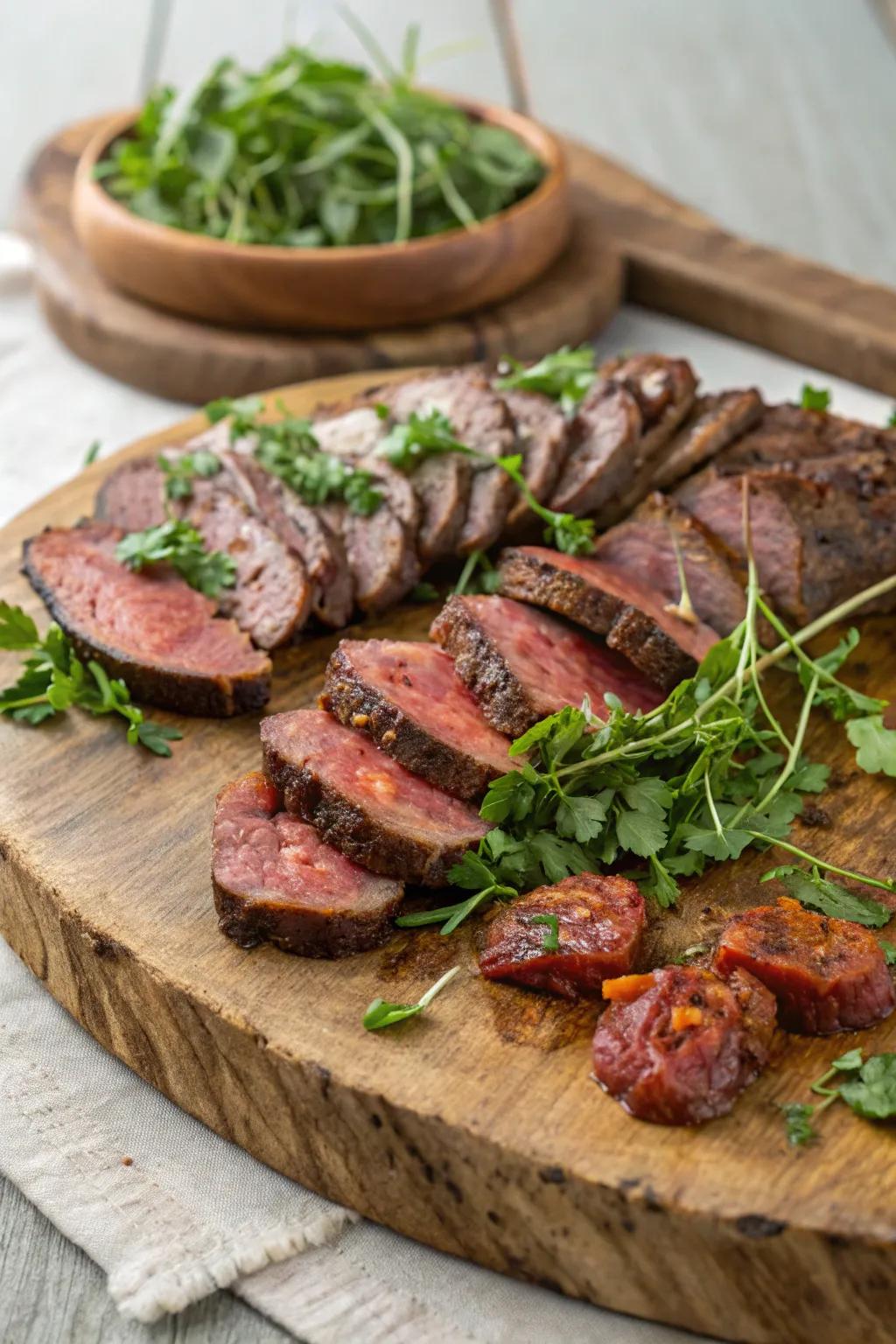 Enjoy the rich flavors of spicy sausage and grilled meat.