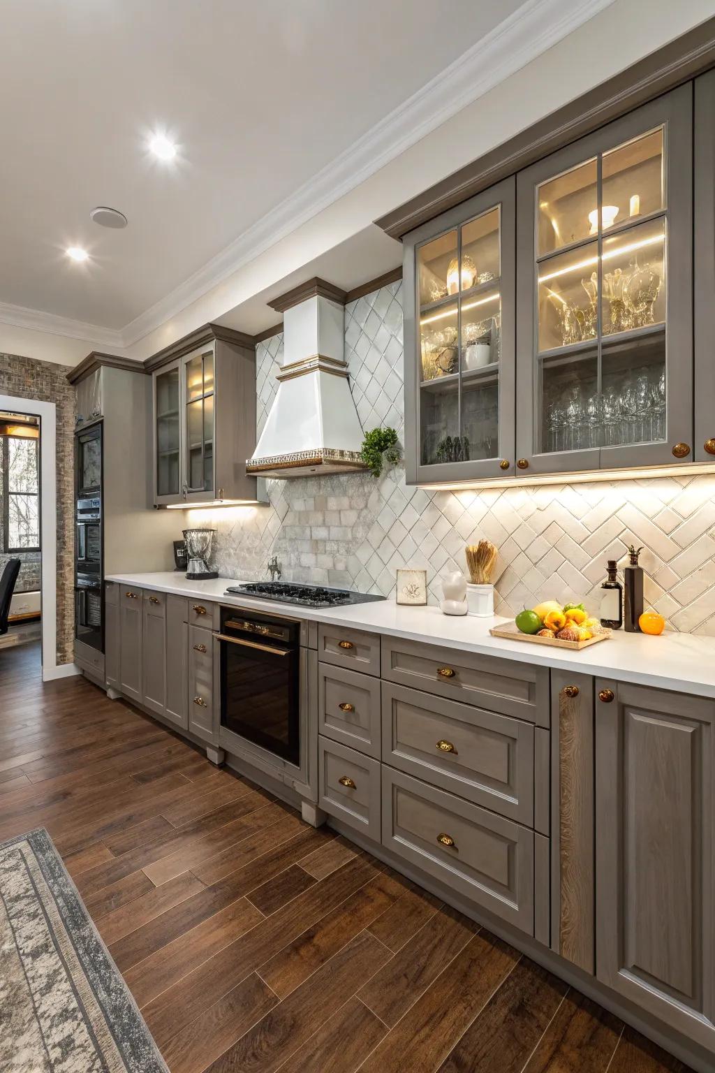 A balanced mix of tiled and timber flooring enhances the practicality of the kitchen.
