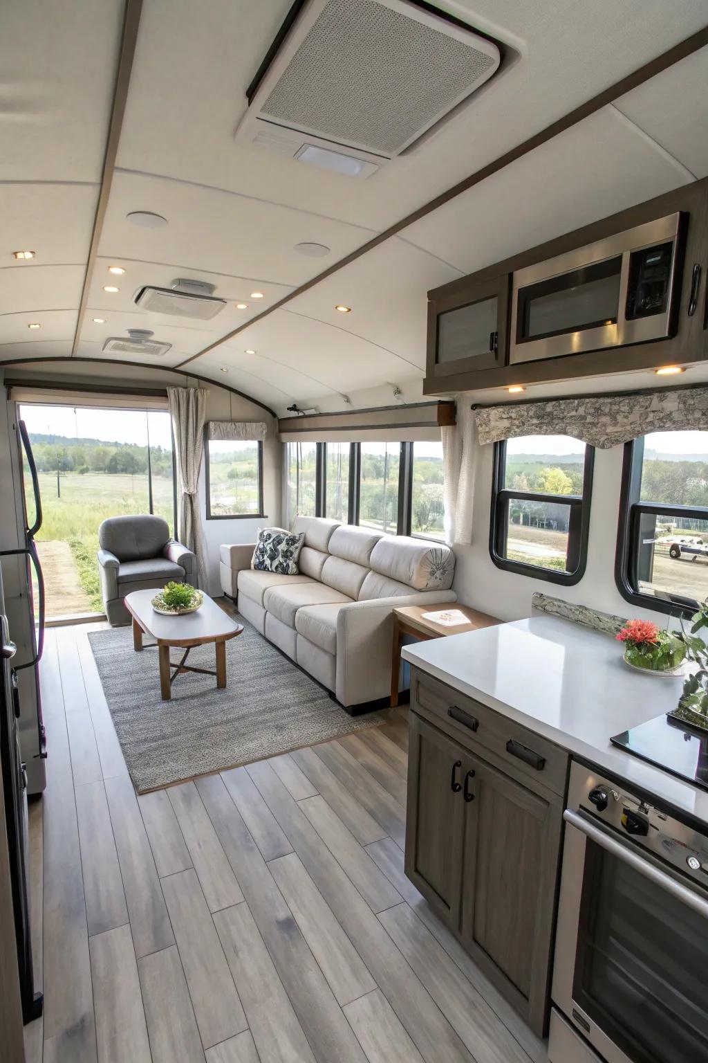 Open living zones create a more spacious and welcoming ambiance in your home.