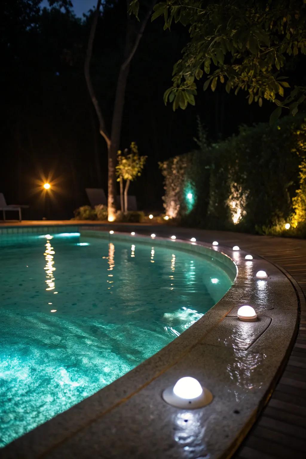 The conversion of your swimming pool into a nighttime haven is achieved via diode illumination.