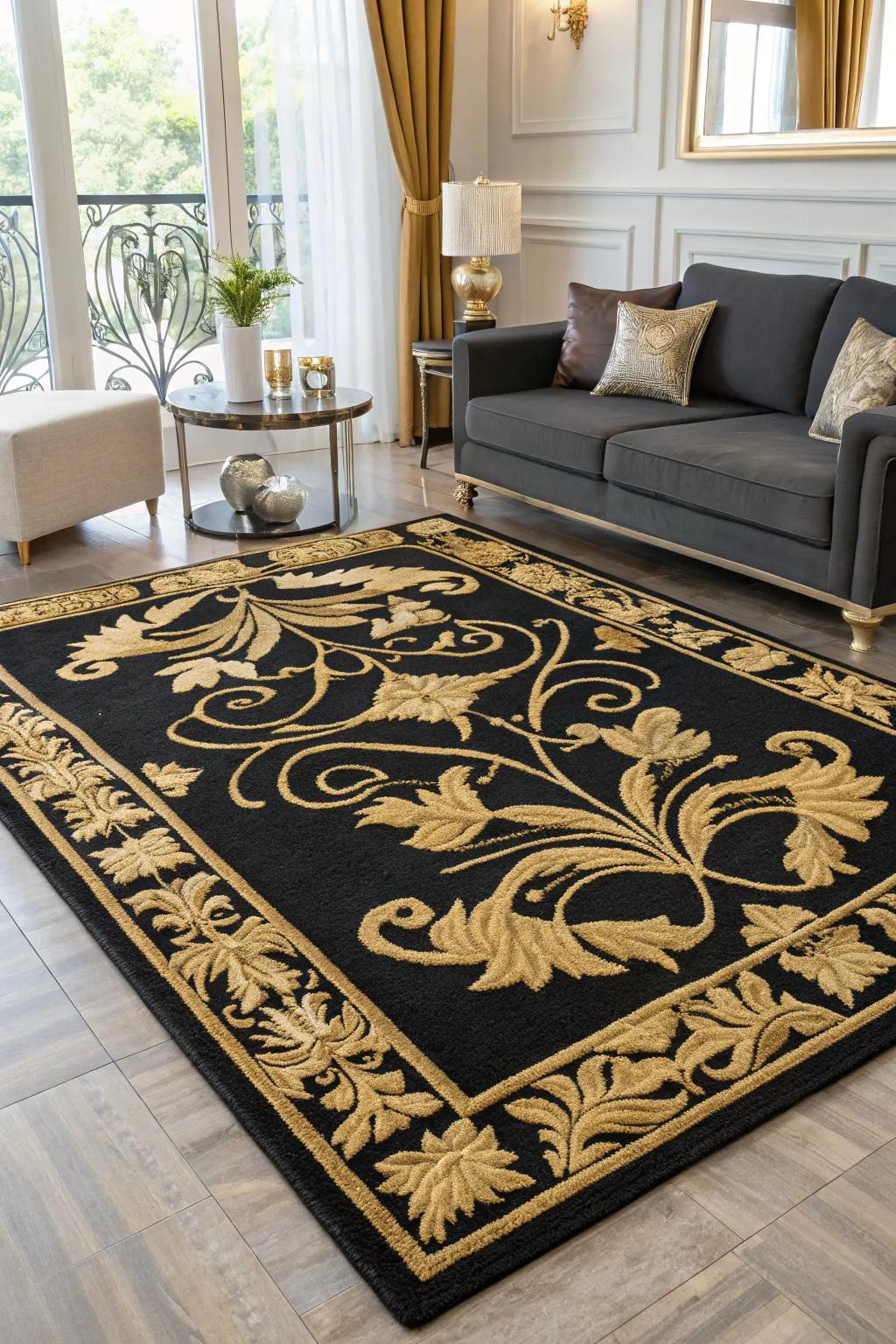 A luxurious rug that brings texture and warmth to the living room.