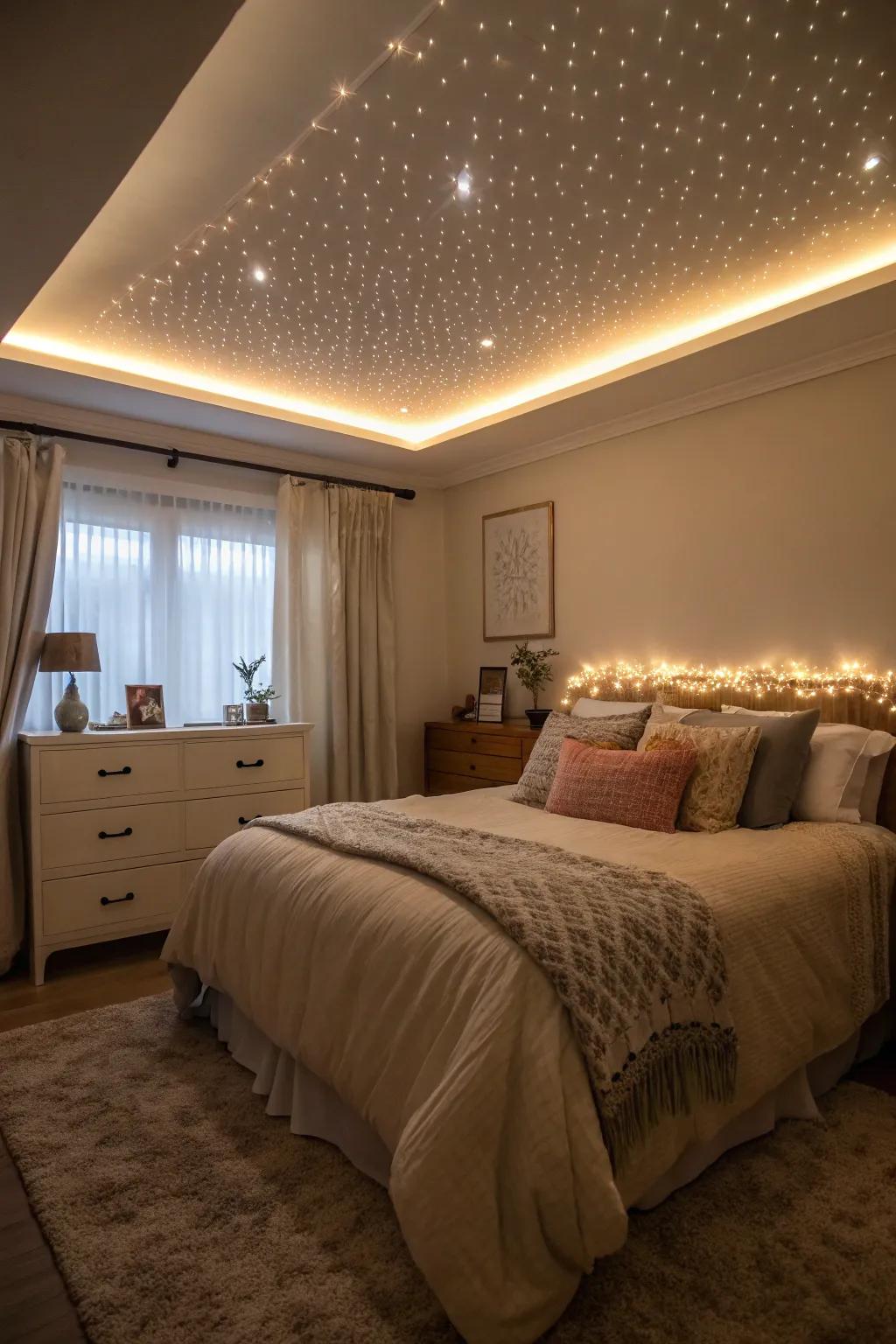 Embedded illumination provides a captivating encompassing radiance.