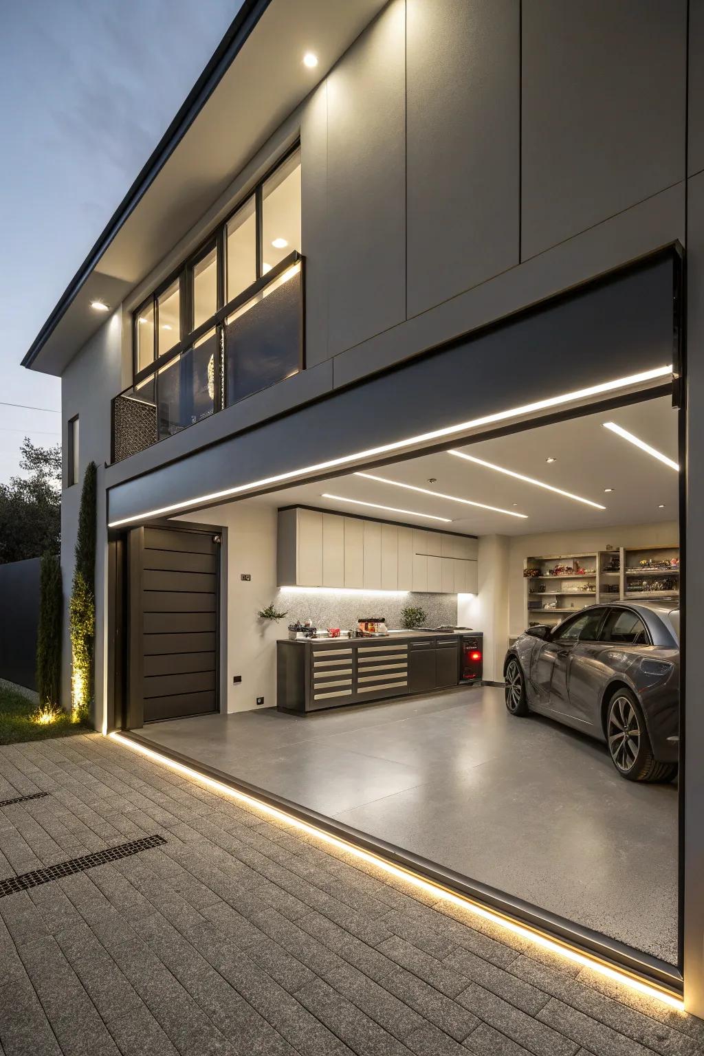 Brighten your garage with creative lighting setups.