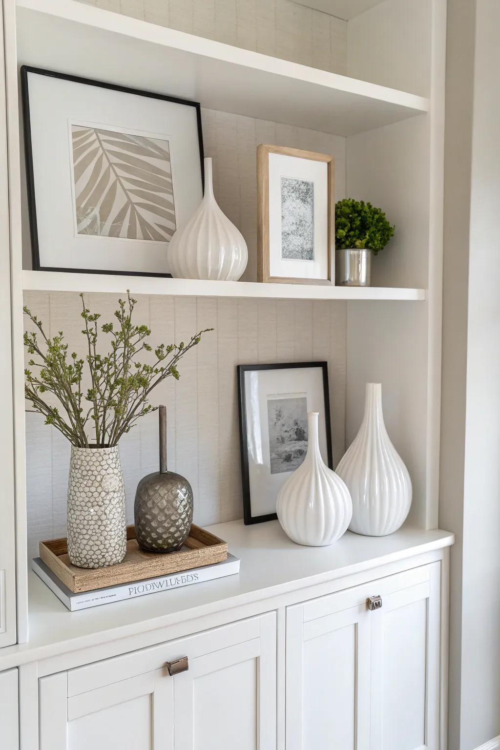 A minimalist style imparts sophistication and refinement to the display cabinet.
