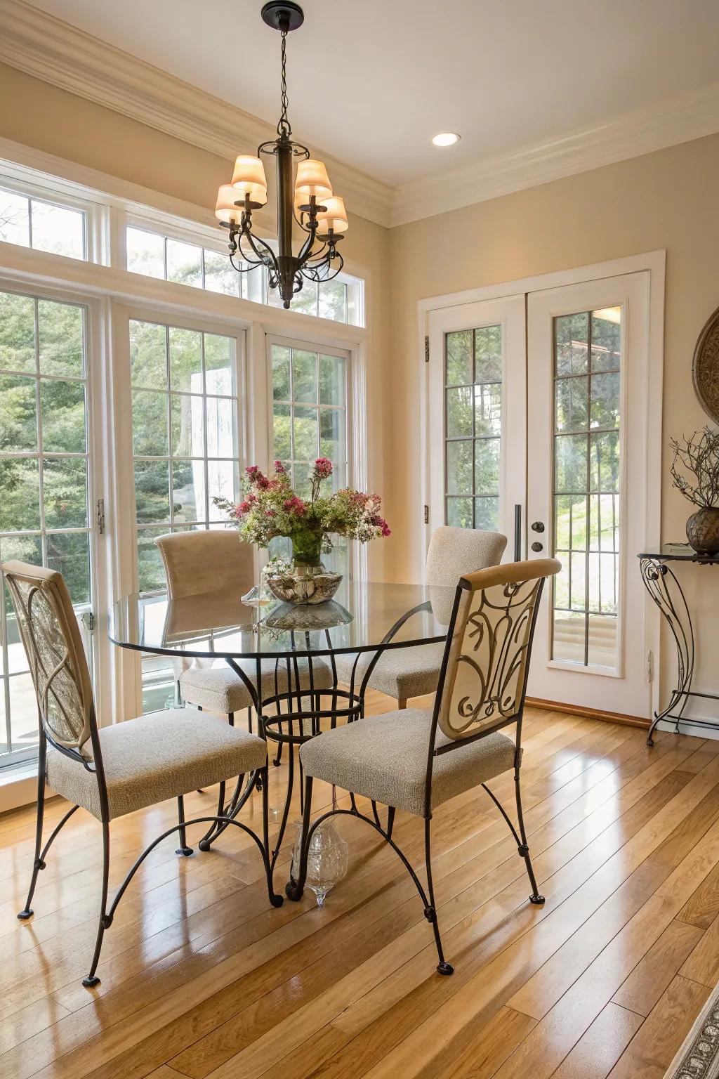 A fashionable blend of materials over bright timber floors.