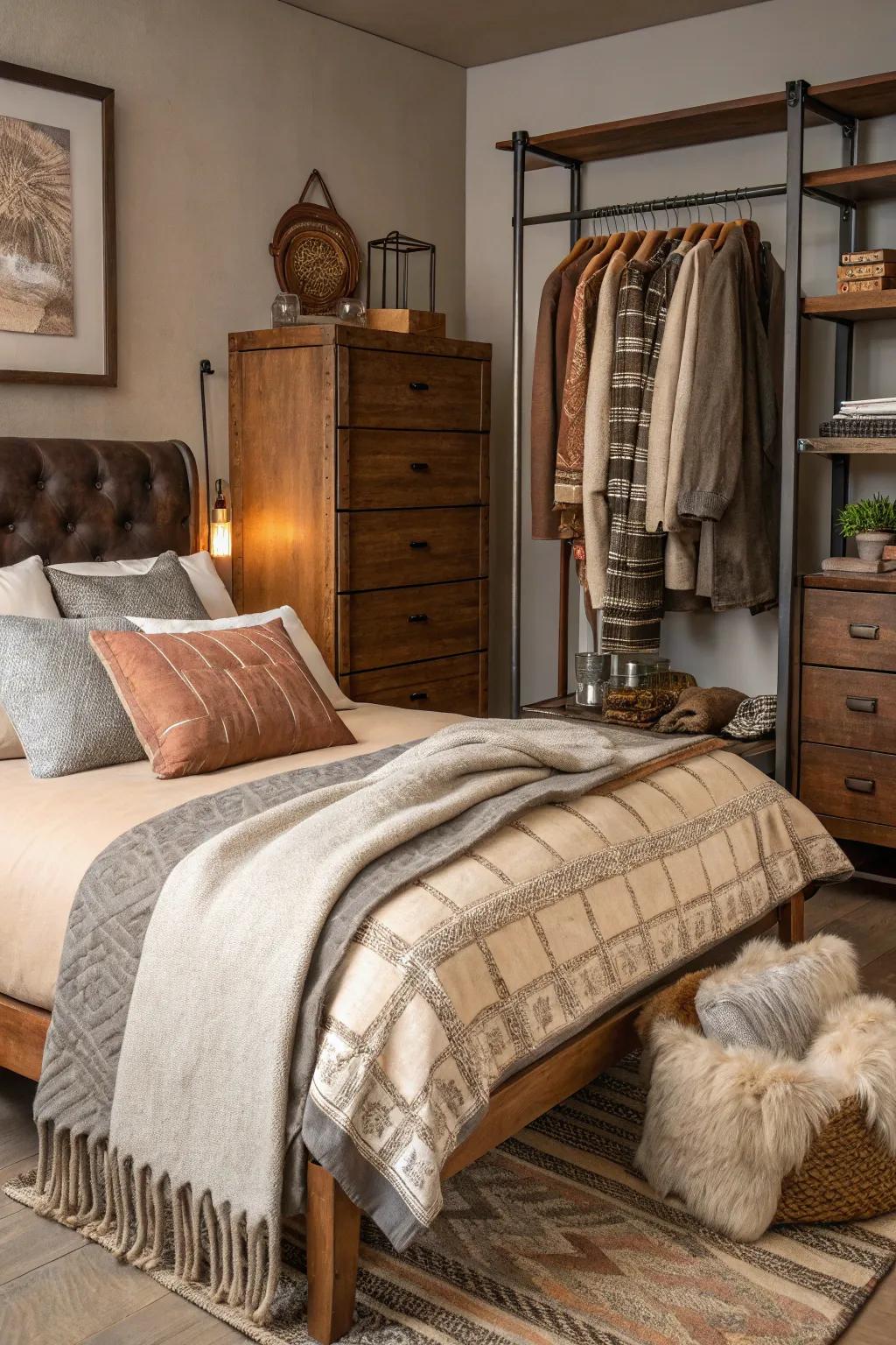 Layered textures craft a welcoming and rich ambiance.