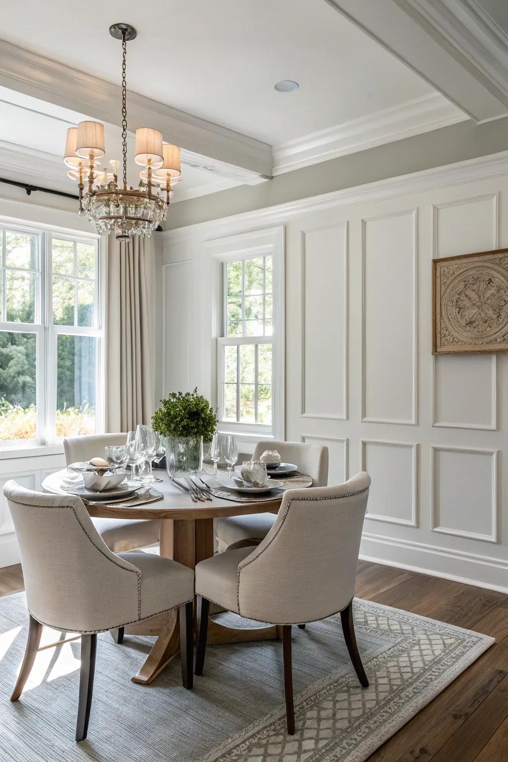 Modernized paneling presents a refined update to conventional layouts.