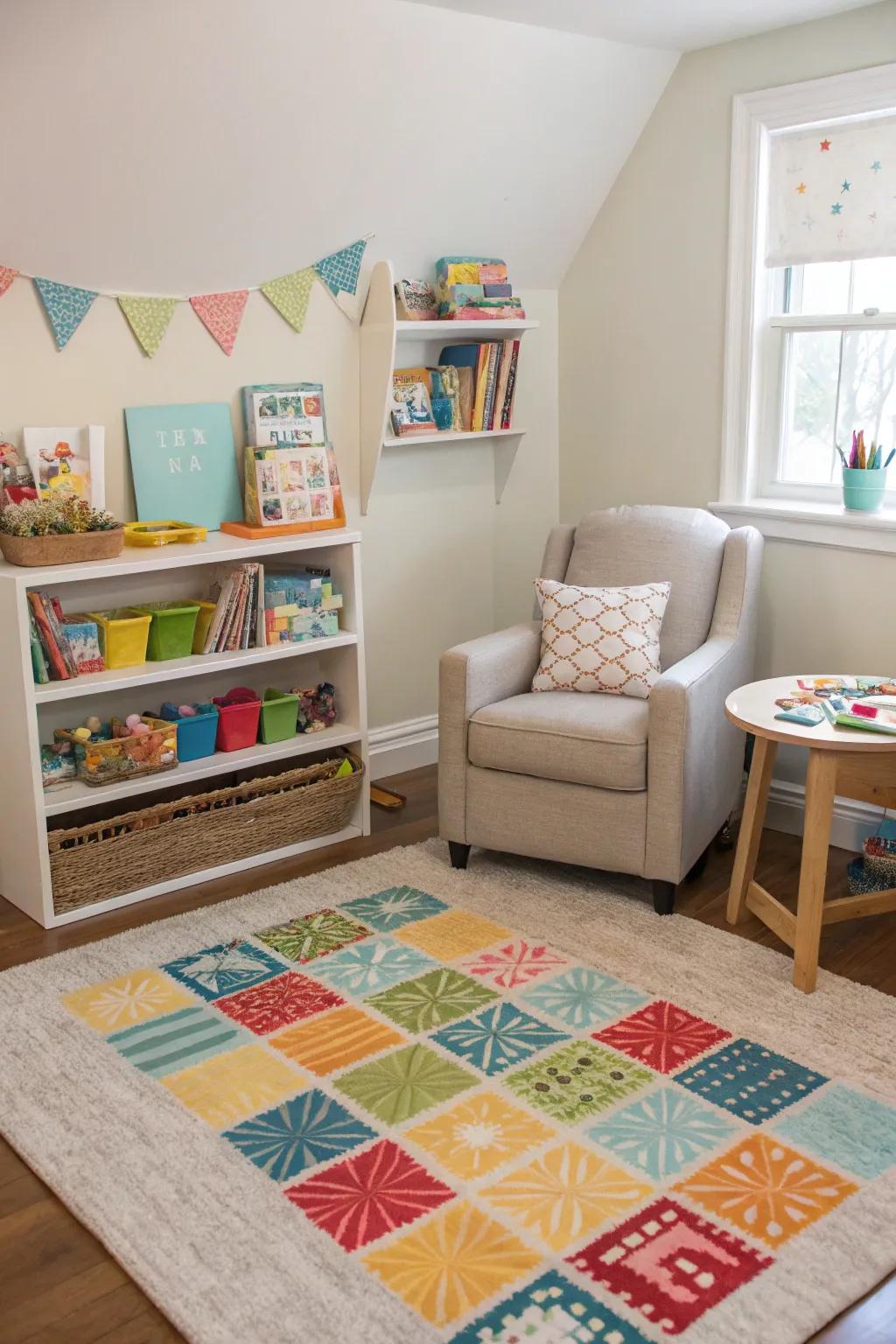 Activity zones aid children in structuring their playtime.