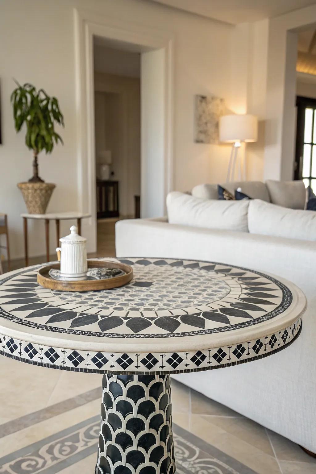 Sophisticated single-tone mosaics impart an elegant sensation to any decorating scheme.