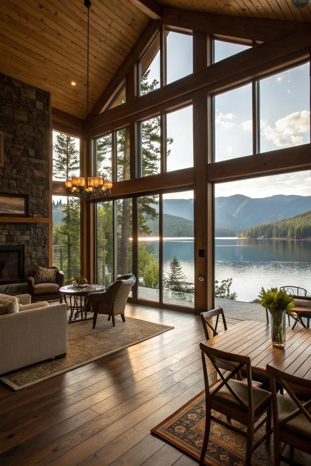 Open living spaces designed for family gatherings and stunning vistas.