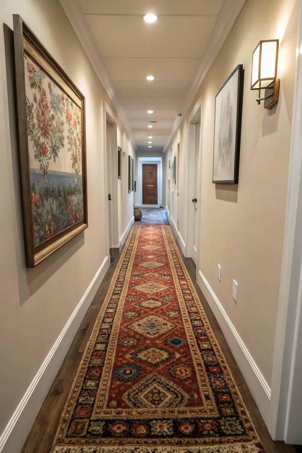 Long runners are great for adding warmth and definition to a narrow hallway.