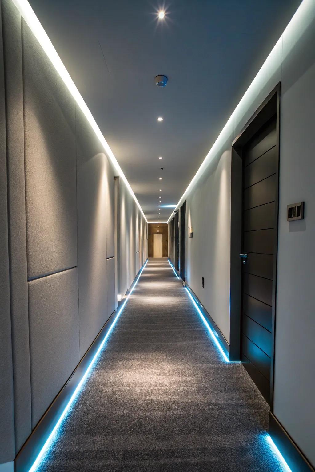 Diode strip lights provide a streamlined, contemporary illumination solution.