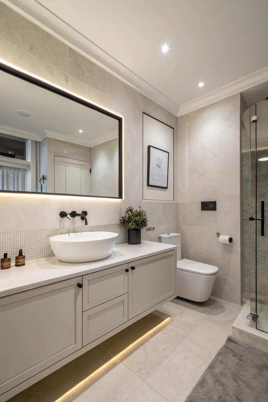 Simple outfitting complements the neutral design easily.