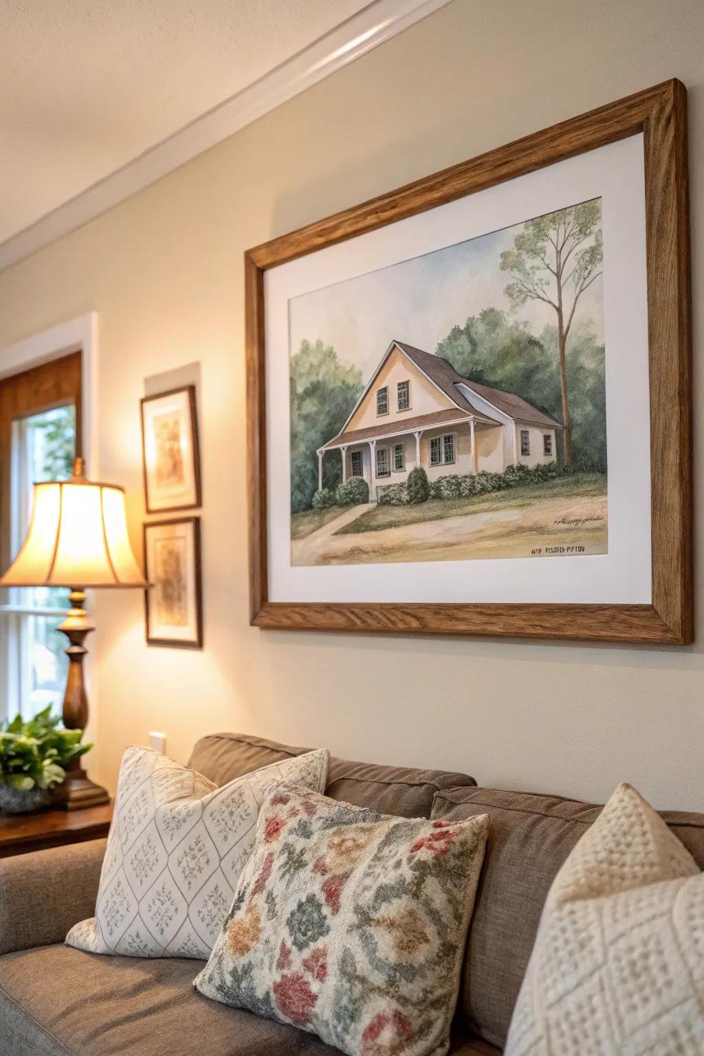 A custom home portrait lending a unique personal element to any home.