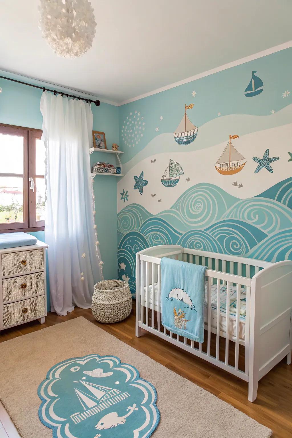 In your nursery, sail away to the deep blue sea.