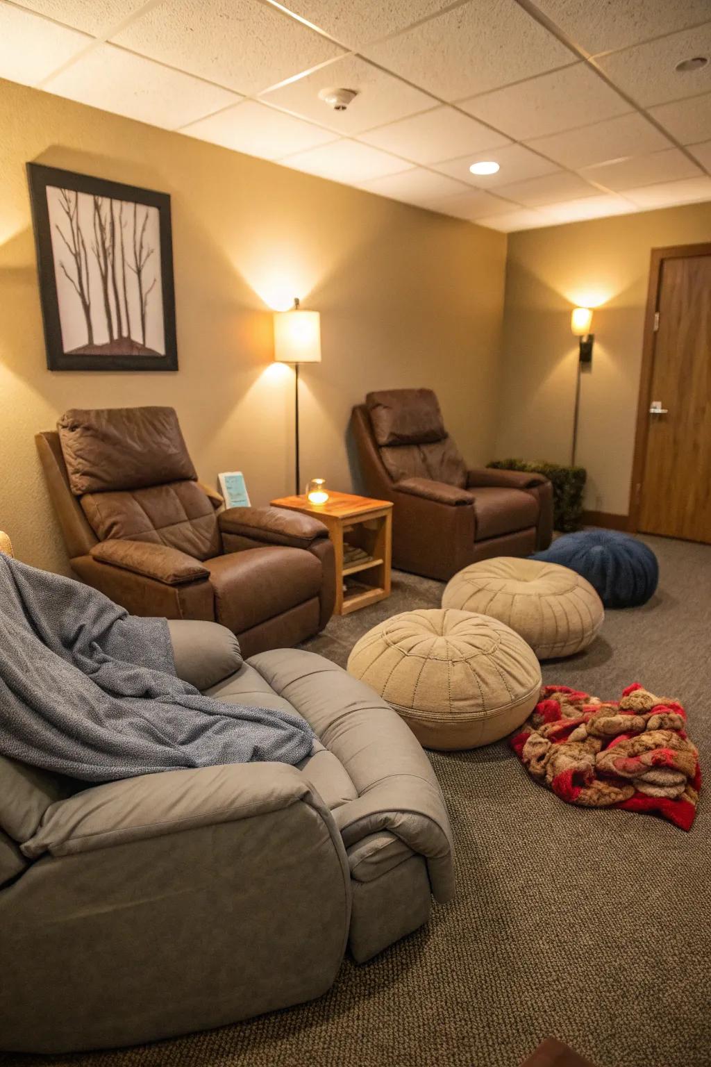 A tranquil rest area for revitalizing during the workday.
