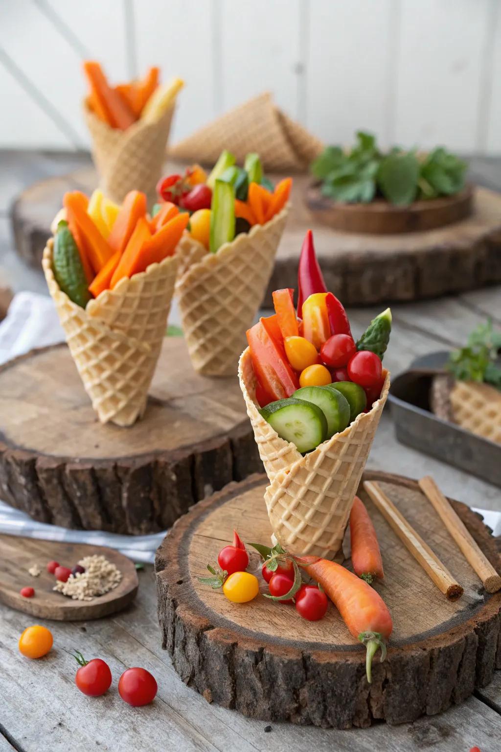 Vegetable cones, as nutritious as they are pleasurable.