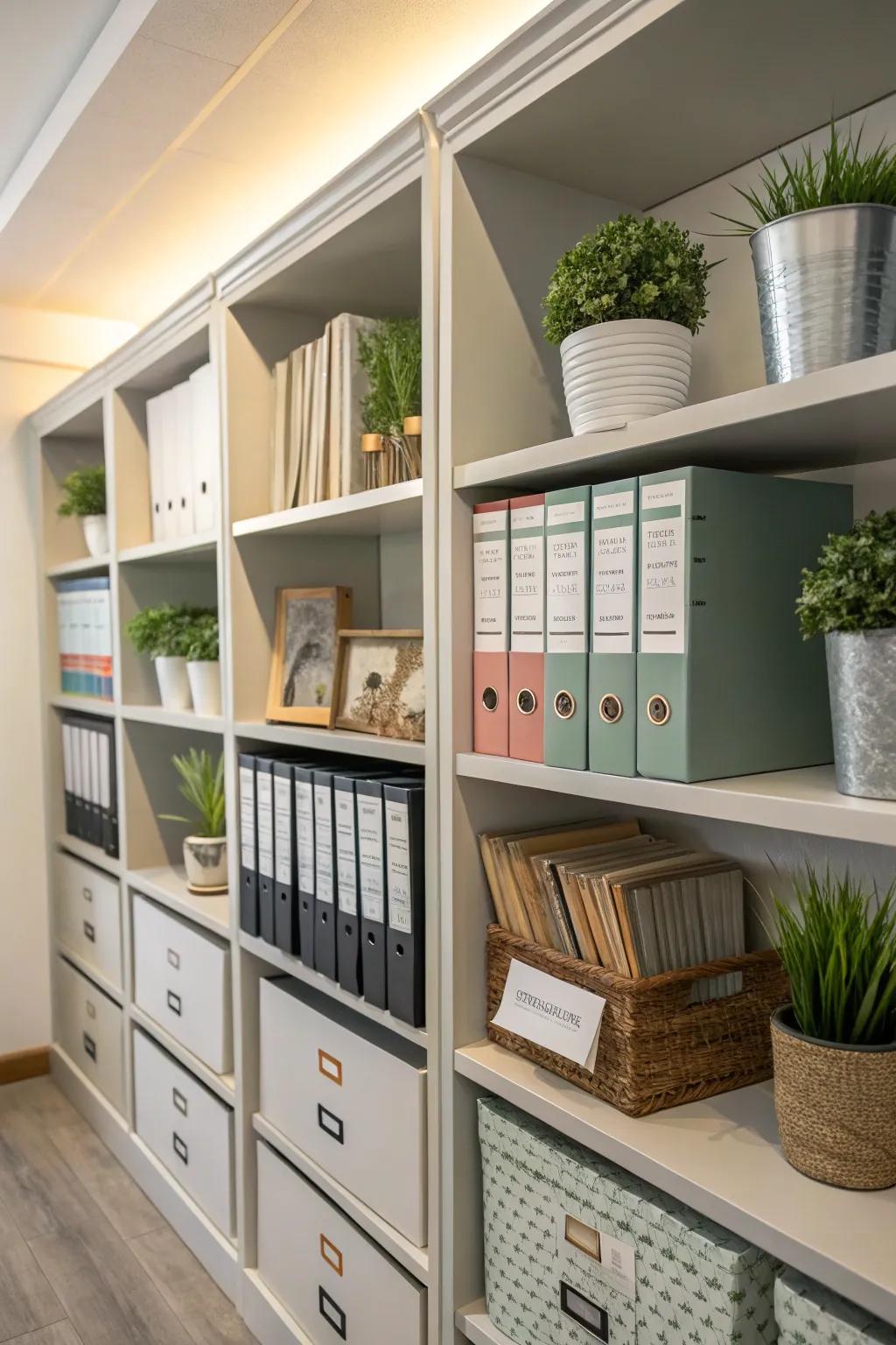 Labelled office shelves boost efficiency