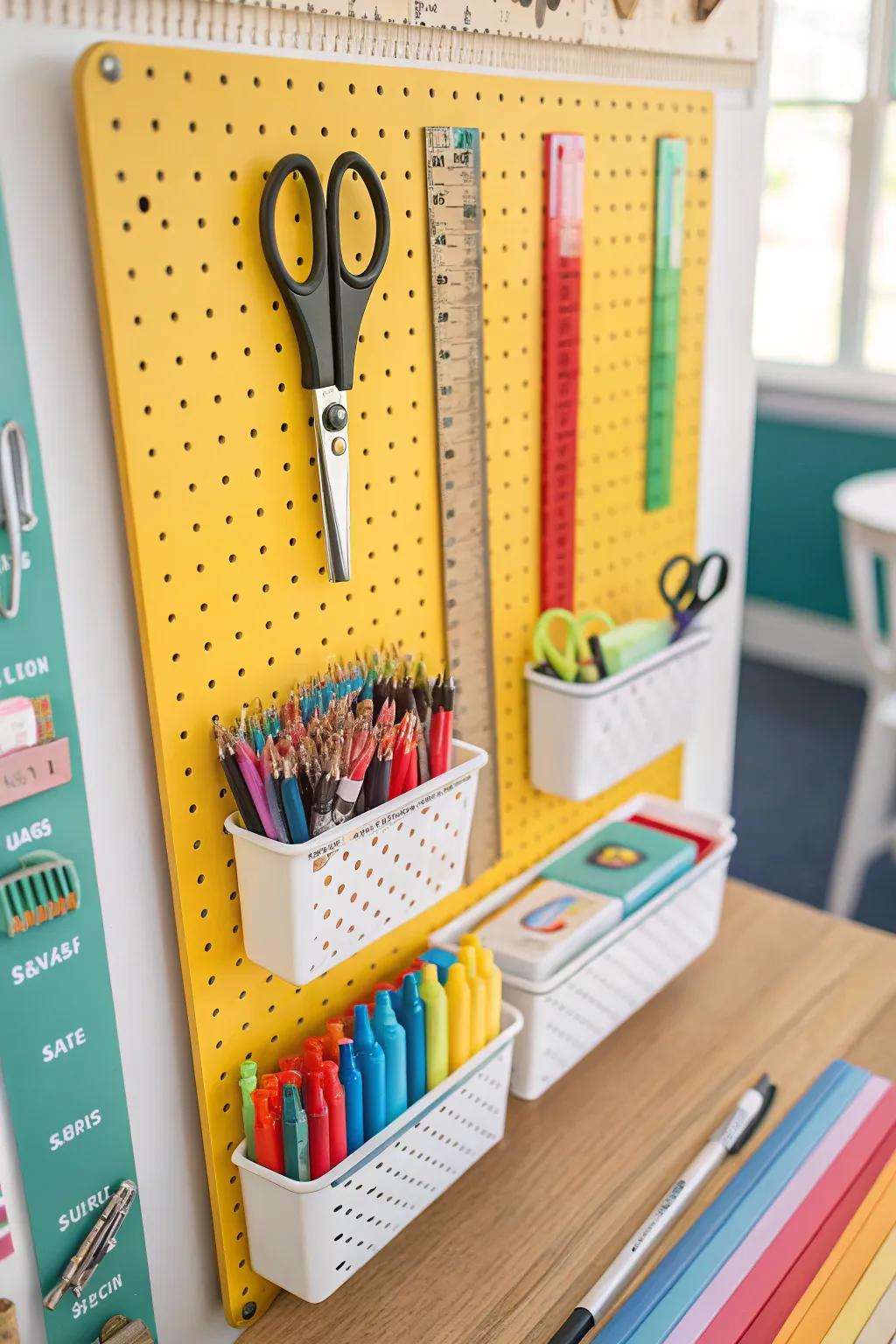 Pegboards offer an attractive and functional storage solution.