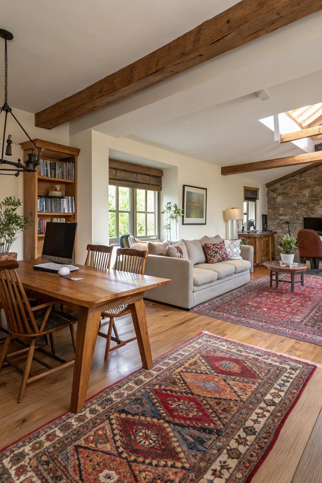 Defined areas introduce order in open-concept designs.