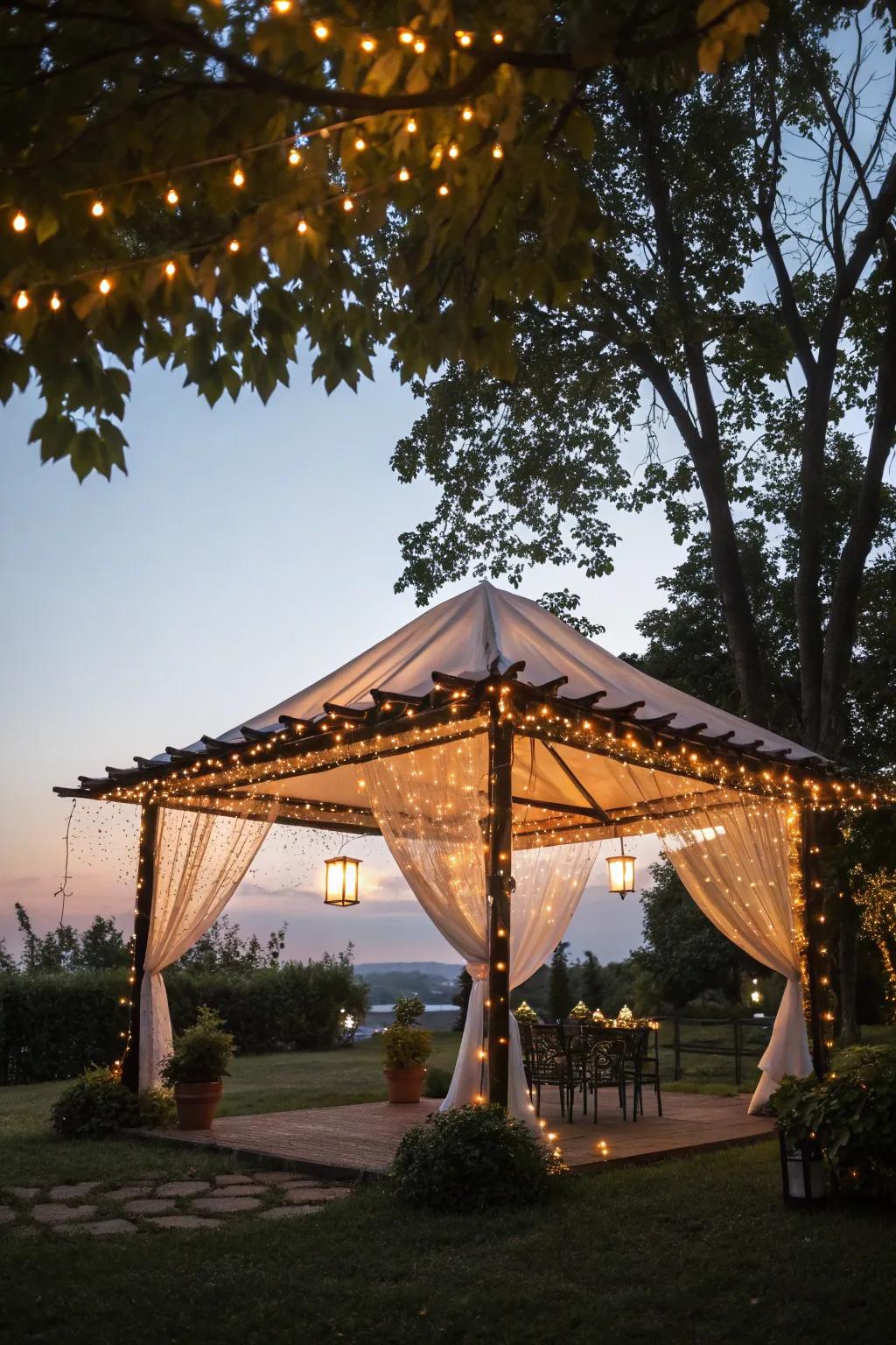Charming lights transform your canopy into a radiant wonderland.