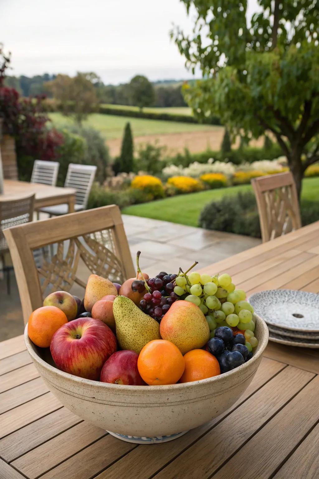 Dynamic fruit dishes function as both a visual and culinary delight.