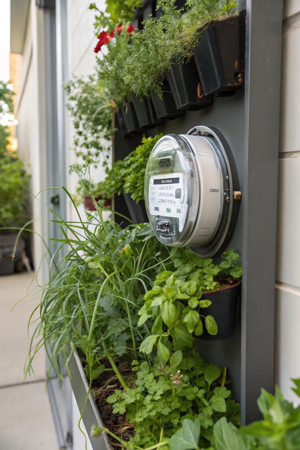 A planter box brings greenery and conceals your meter beautifully.