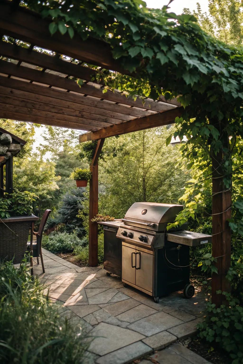 A pergola offers shade and style to your barbecue area.
