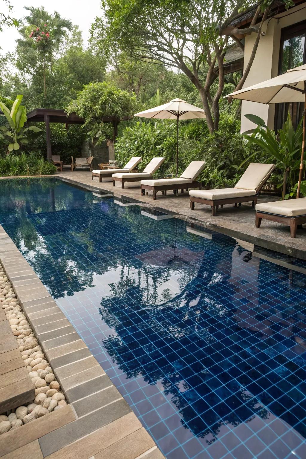 Create a splash through sumptuous poolside tiles.