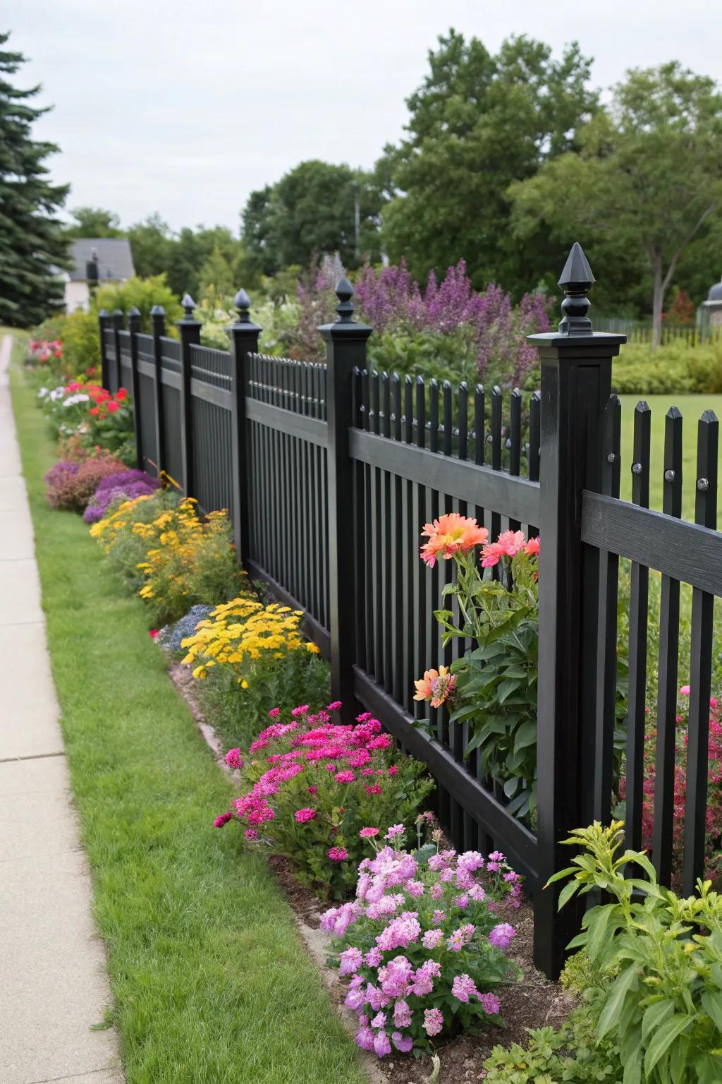 A striking black fence providing a modern backdrop.
