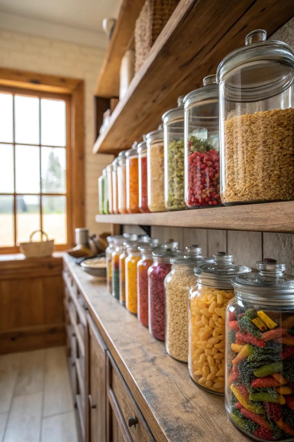 Glass containers introduce both style and clarity to your pantry.
