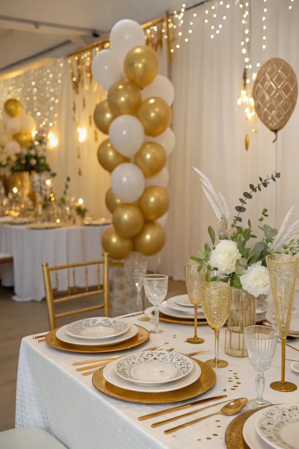 A silver and ivory palette incorporates a touch of elegance into any celebration.