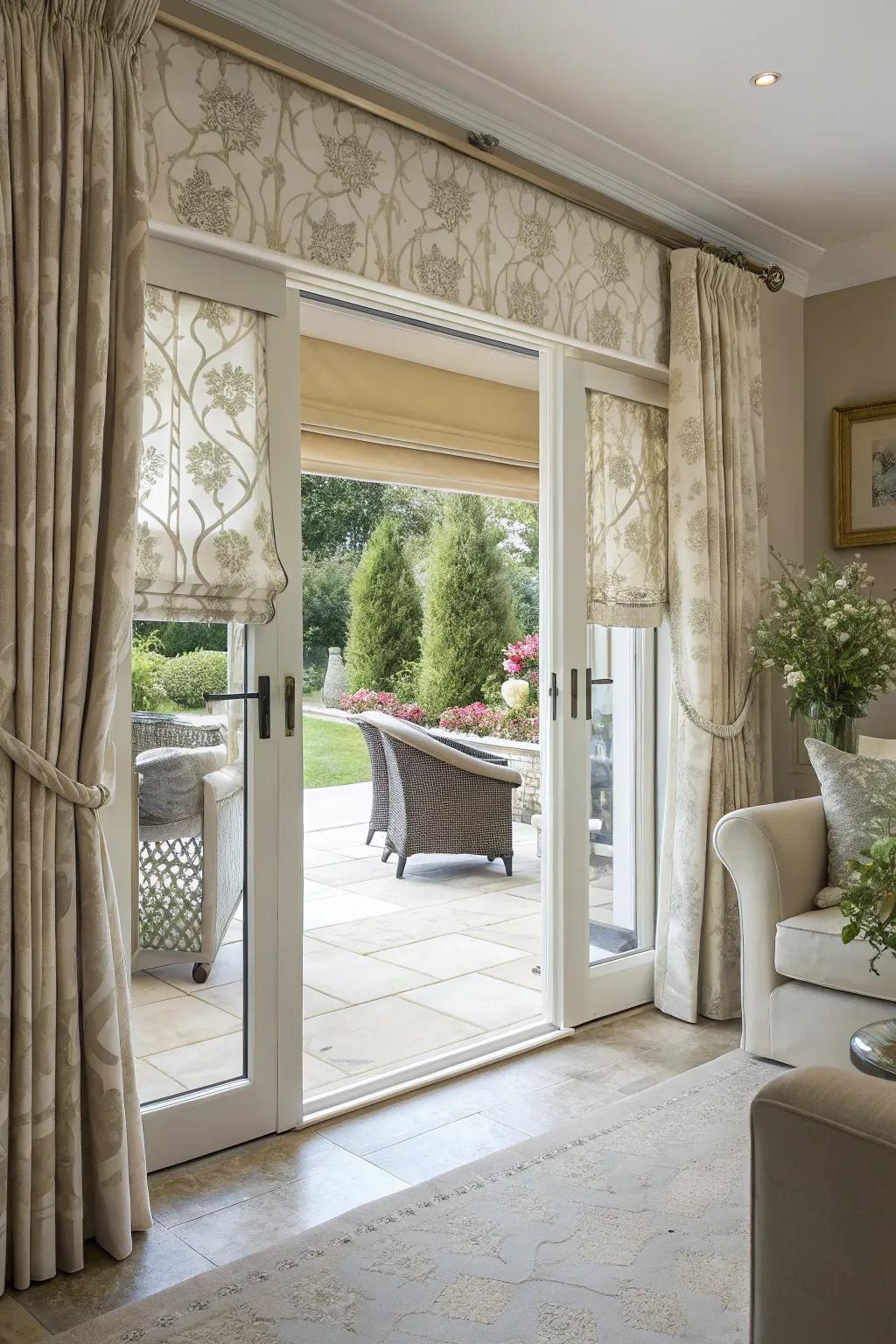 Combining fabric shades with curtains enriches the texture and depth of your decor.