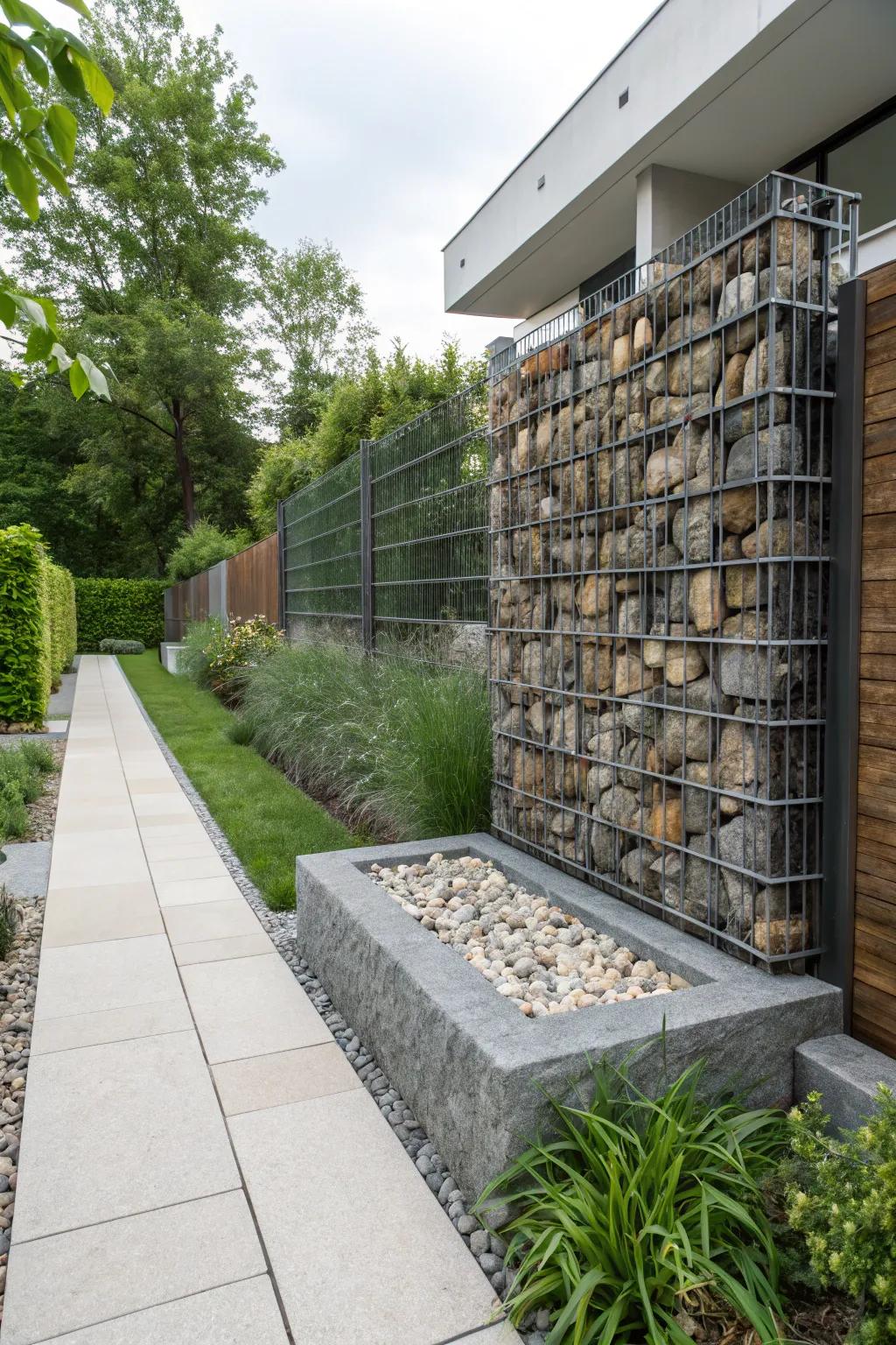 Gabion structures deliver a sustainable and modern design approach.