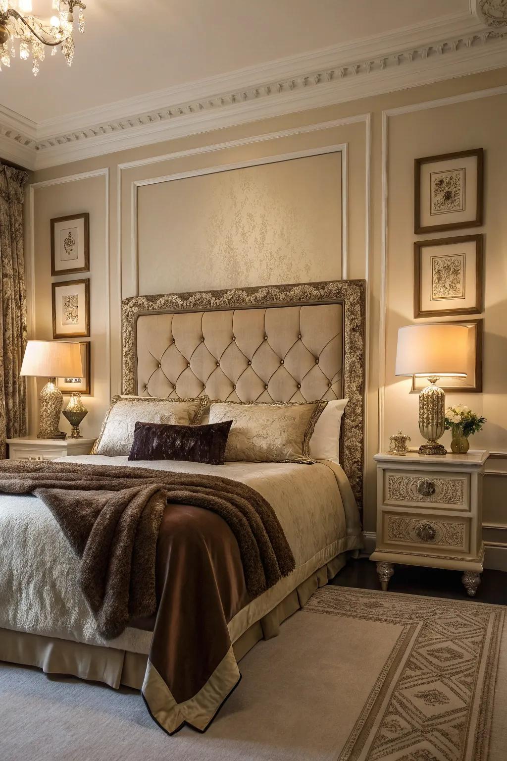 Elevate your bedroom's look using paneling as a feature wall.