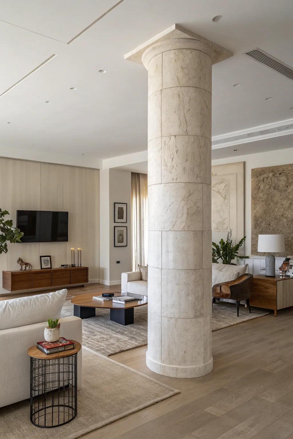 Minimalist columns integrate effortlessly into modern spaces.